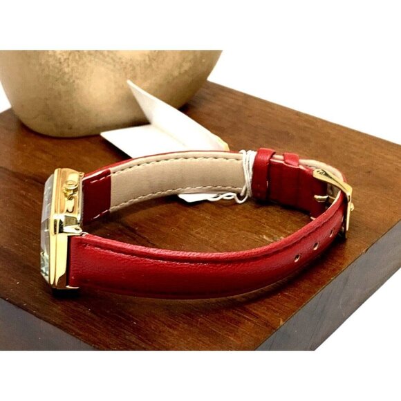 Steve Madden Women's Watch SM/1030 Quartz Rectangle Gold Red Dial Leathe… - Picture 8 of 13